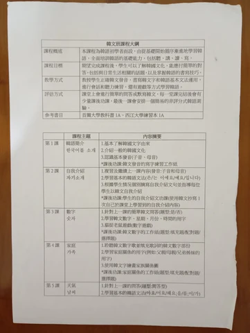 Kathy Tam  - 過往教學內容大綱參考1