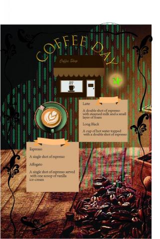 Qianying's design - This is a coffee shop menu.