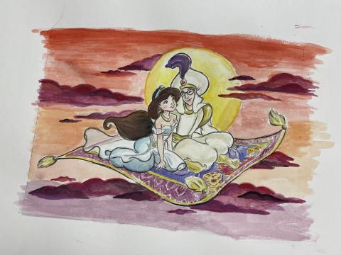 Long Tso - 客人想送一幅畫比朋友作為結婚禮物,想以阿拉丁為主題.

物料 : 鉛筆,針筆,水彩