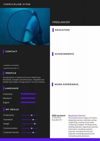 Busy Bee - 個人CV設計 Busy Bee - 個人CV設計