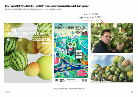 Esther Yau - Chengdu IFS “the MELON-VERSE” Immersive Interactive Art Campaign
Curating and Exhibition Design | Space Design | Social Media Content