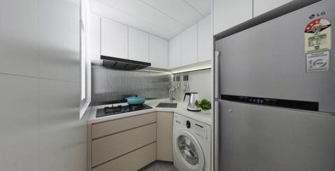 KingDesign - 新公屋廚房設計
可以利用晒所有空間
放晒雪櫃洗衣機
