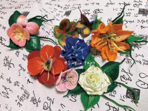 晶林社 - 羊毛氈花卉飾品