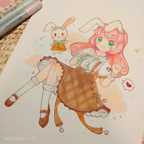 砂糖駅 - 手繪正比女性全身