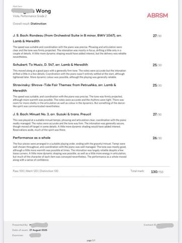 Vincent Tsoi - 3級中提琴ABRSM Performance Grade Distinction成績
Distinction in ABRSM Viola Performance Grade 3 examination