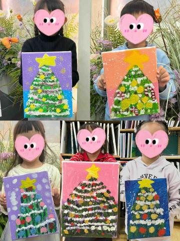 璦琦美術工作室 - 學生作品：聖誕樹