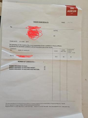 ting ni - 樂理考試成績
